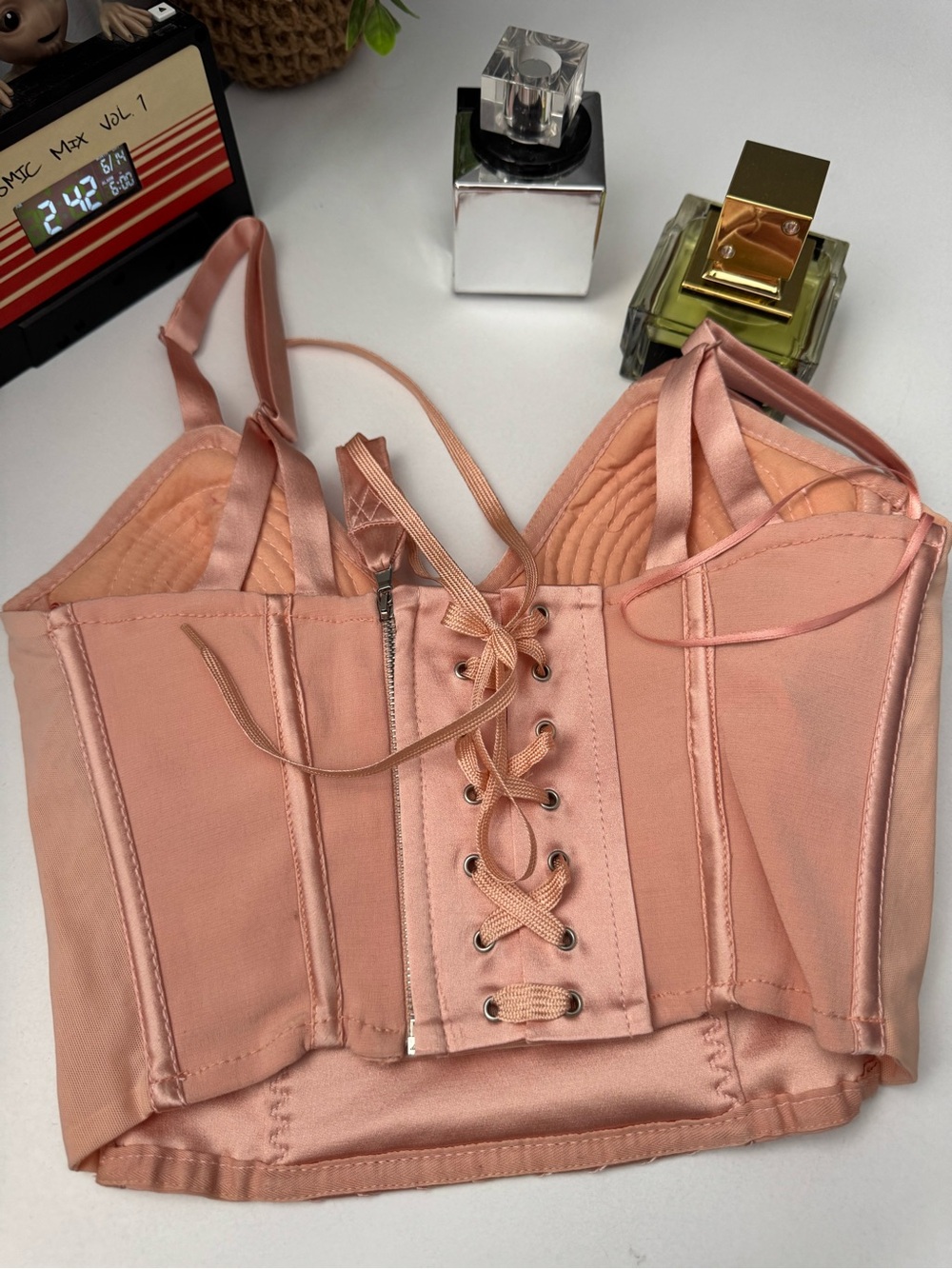 Jean Paul Gaultier Femme Pink Satin Cone Bra Corset Bustier Top US 6 - Picture 2 of 7
